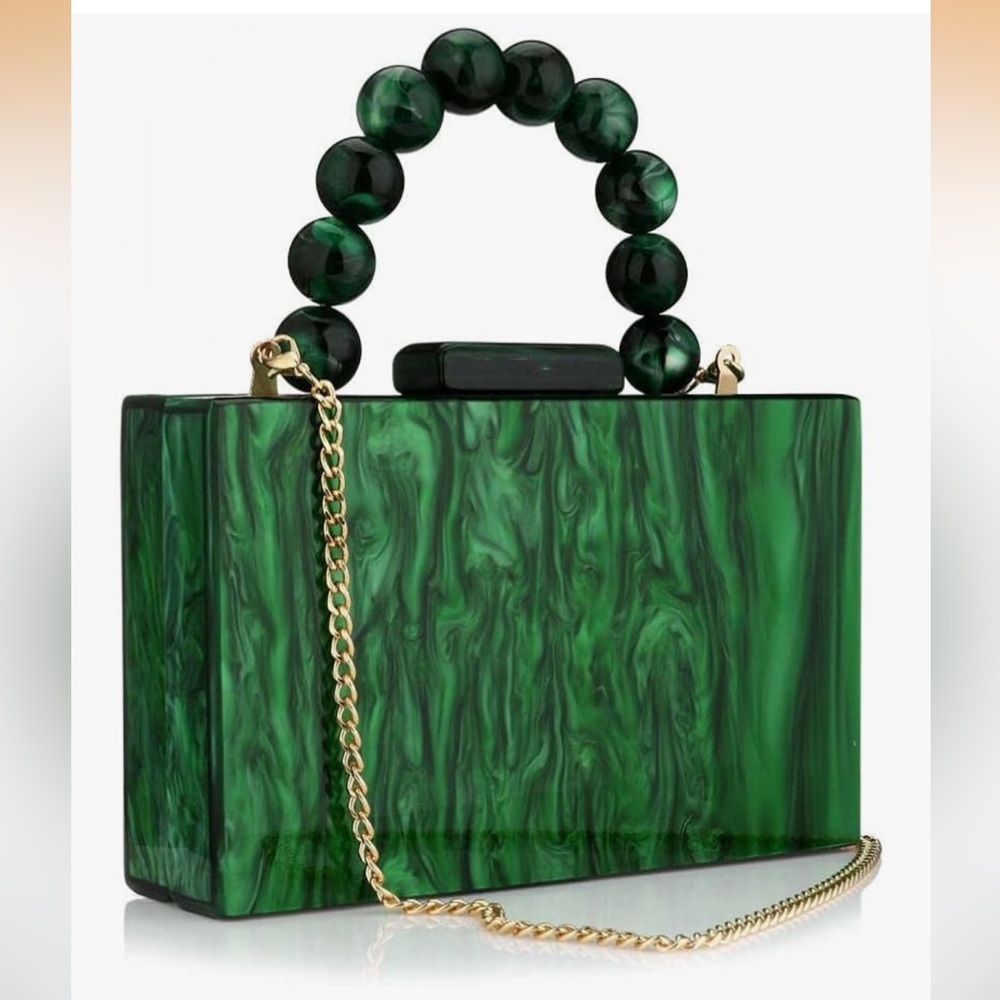 Dark green marbled acrylic even handbag